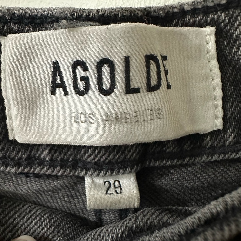 Agolde Riley Crop Jeans High Rise Straight Leg Button Fly Black Womens Size 29 - Picture 4 of 9
